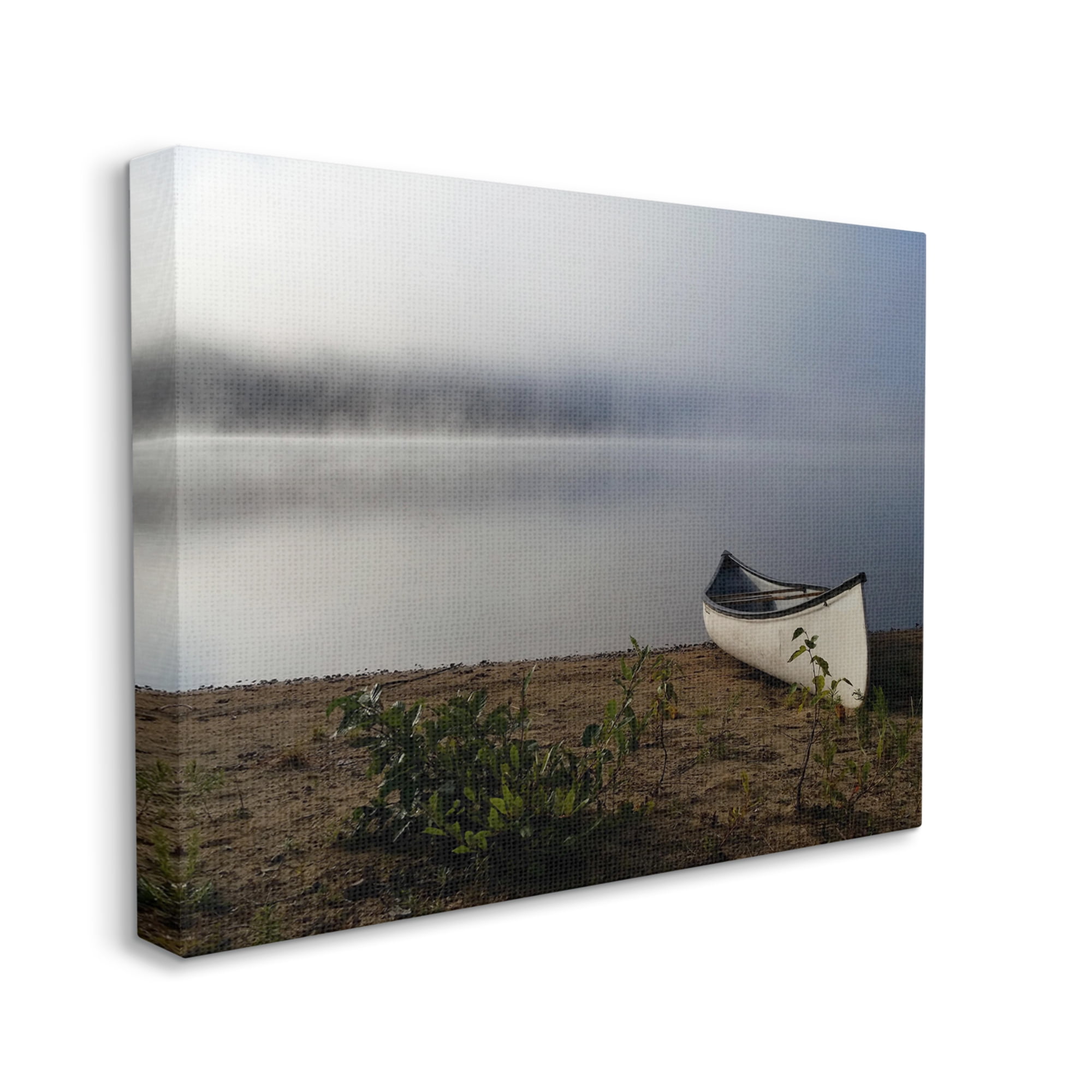 Stupell Industries Lone Canoe Tranquil Foggy Lake Beach Weather Photograph Gallery Wrapped Canvas Print Wall Art, Design by Daphne Polselli