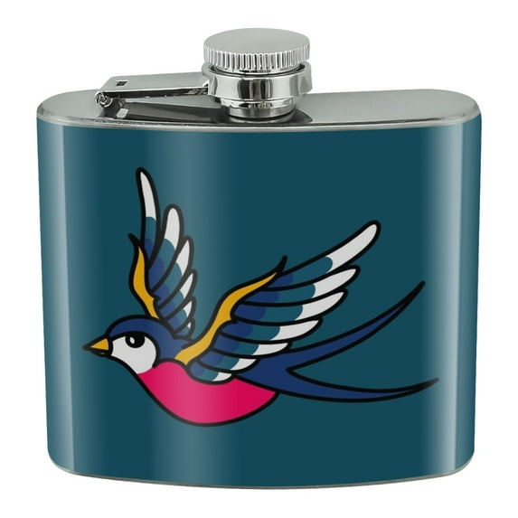 Traditional Swallow Stainless Steel 5oz Hip Drink Kidney Flask
