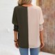 thumbnail image 4 of Fiudx Ofertas Relámpago Top de Bloques de Color con Cuello En V, Informal, Suelto, con Mangas Anudadas para Mujer, 4 of 4