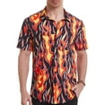 thumbnail image 6 of Men's flame stylish 3D printed graphic short sleeve shirts casual fashion print button down shirt, 6 of 12