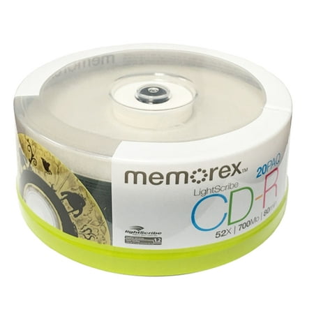 Memorex 52x Write-Once CD-R Spindle With LightScribe Technology - 20 Disc Spindle