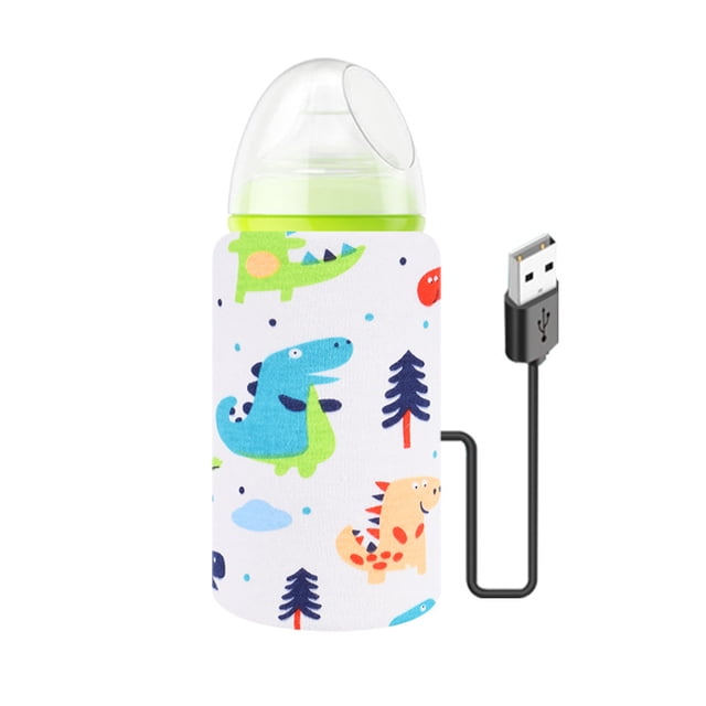 Cubierta de aislamiento portátil para calentar biberones de dibujos animados de viaje para bebés para el hogar para viajar (dinosaurio) ACTIVE Biensenido a ACTIVE