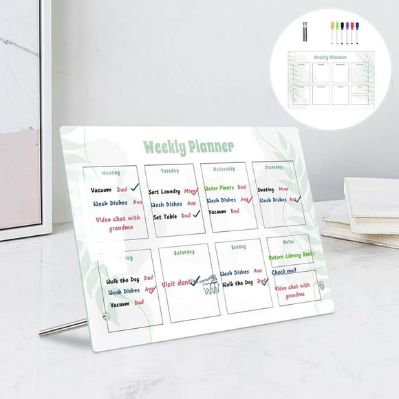 Xihbxyly Tablero de Notas Acrílico, Transparente y Borrable, Superficie de Escritura Clara, Diseño Fácil de Limpiar, Organizador para El Hogar y La Oficina, Planificador Diario, Tamaño 30 X 20 Cm, In