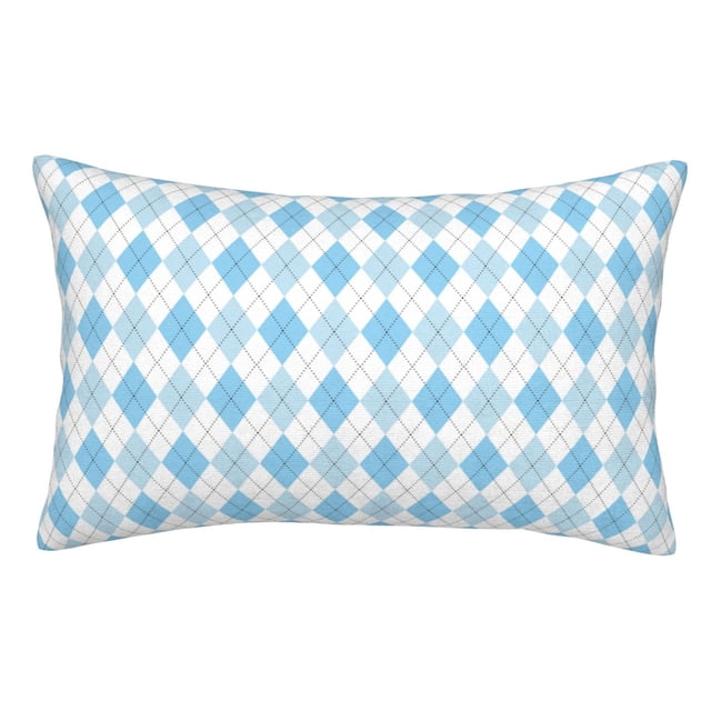 Balery Blue and White Squares Funda de Cojín Estampada, Regalos para Mujeres, Regalos de Amor para Ella, Regalos para Novia o Esposa, Funda de Almohada-14"x20"