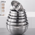 thumbnail image 2 of 7X Mixing Bowls Salad Bowl Mirror Finish Rice Adults Kids Dining Room Snack Cereal Food Storage Basin Kitchen Dining Cooking Tableware White Lid, 2 of 9