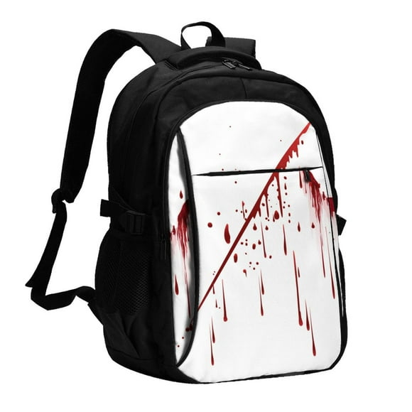 Balery Bloody Hand Mochila con carga USB para hombre y mujer - Mochila impermeable y antirrobo para laptop con puerto USB para viajes, trabajo