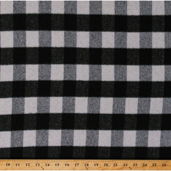 Wool Coating Black and White Plaid 58" Wide Wool Polyester Blend Fabric by the Yard (8754F-8D)