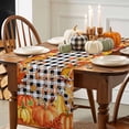 thumbnail image 3 of Burlap Table Runner 36 Inches Long,Thanksgiving Pumpkin Fall Maple Leaves Orange Watercolor Non-Slip Kitchen Table Runners for Dining Room Everyday Use Party Table Decorations Black Plaid, 3 of 9