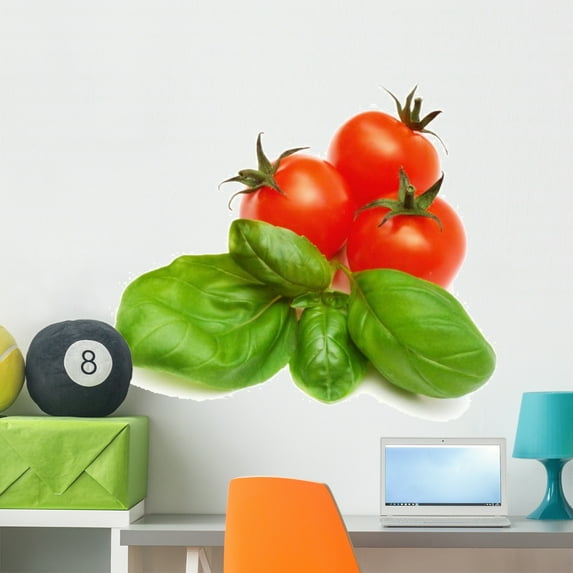 Basil and Cherry-tomatoes Wall Decal by Wallmonkeys Peel and Stick Graphic (36 in W x 31 in H) WM196623