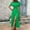 328#Green, variant on Dwaogom Women's Summer Standing Collar Pleated Waist Slimming Casual Solid Color Dress Long Sleeve Floral Maxi Long Dress Womens Linen Dress Dress