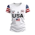 thumbnail image 3 of Evdexr Womens 250th Anniversary Usa Shirts 4th Of July T Shirts Patriotic Short Sleeve Usa Flag Print Tees 1776 2141 Crewneck Casual Plus Size Blouses Army Green L, 3 of 6
