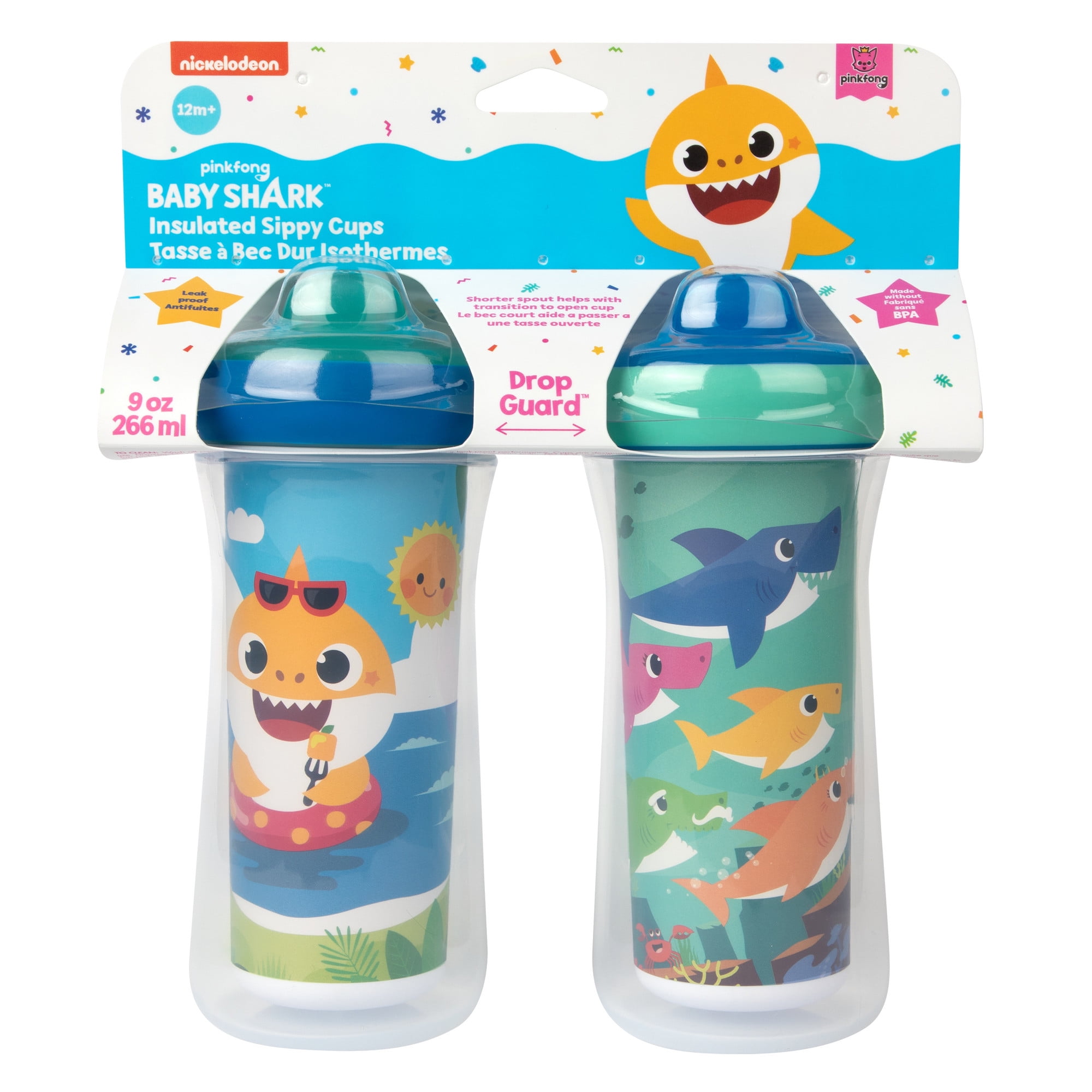 The First Years Baby Shark Insulated Sippy Cup, 9 oz – 2 Pack