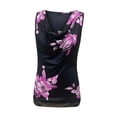 thumbnail image 3 of Gibobby Camisetas sin mangas con estampado Floral para mujer, camisetas sin mangas con retazos de encaje, camisetas informales con cuello holgado para verano(Morado,M), 3 of 5