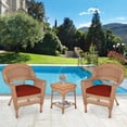 thumbnail image 2 of Jeco 3pc Wicker Chair and End Table Set in Honey with Red Orange Chair Cushion, 2 of 10