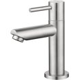thumbnail image 1 of Grifo de agua fría cromado con conexión flexible, grifo mezclador para lavabo de baño con caño de 175 mm de altura para inodoro, baño, 1 of 5