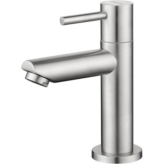 Grifo de agua fría cromado con conexión flexible, grifo mezclador para lavabo de baño con caño de 175 mm de altura para inodoro, baño