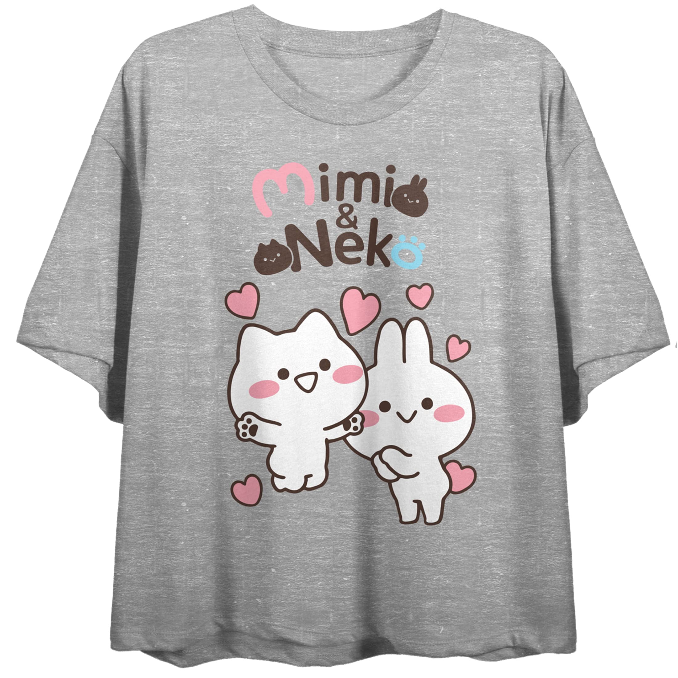 NICE to meet YOU Dearsシャツ 久遠 舞珠 MiMi & Neko Happy Characters With Hearts Women's Heather Gray
