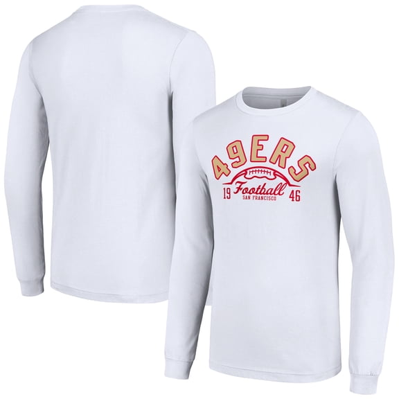 Men's Starter  White San Francisco 49ers Half Ball Team Long Sleeve T-Shirt