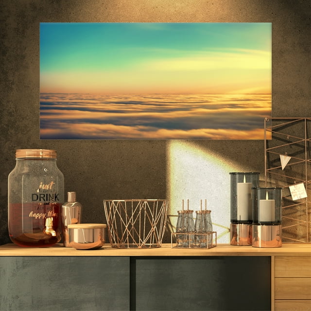 Amazing Plane View of Sky - Oversized Beach Canvas Artwork