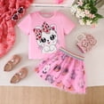 thumbnail image 2 of mgoYE Girls Skirt Set 2 Piece Outfit Toddler Summer Clothes Ruffled Sleeve T-Shirt Bow Knot Tutu Skirt Outfit Set 4t 5t 6t 7t(Pink,6-7 Years), 2 of 5