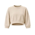 thumbnail image 7 of Staron Women's Crop Tops Crew Neck 3/4 Sleeve Loose Casual Short Sweatshirt Lightweight Drop Shoulder Pullover Top Beige XXL, 7 of 7