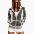 thumbnail image 6 of Enjoytime Velvet Hoodies for Women Long Sleeve Zip Up Jacket Fall Winter Solid Soft Casual Sweatshirt Outerwear with Pocket, 6 of 7