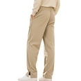 thumbnail image 4 of CQONEPT Men's Pants Bootcut Wide Leg Drawstring Full Length Pant Casual Slacks Baggy Trendy Trousers with Pocket Khaki 2XL, 4 of 7
