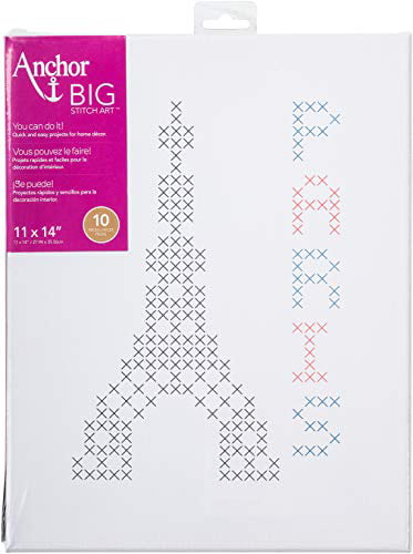 Anchor Big Stitch Counted Cross-Stitch Kit w/ Embroidery Floss Paris 11 x 14