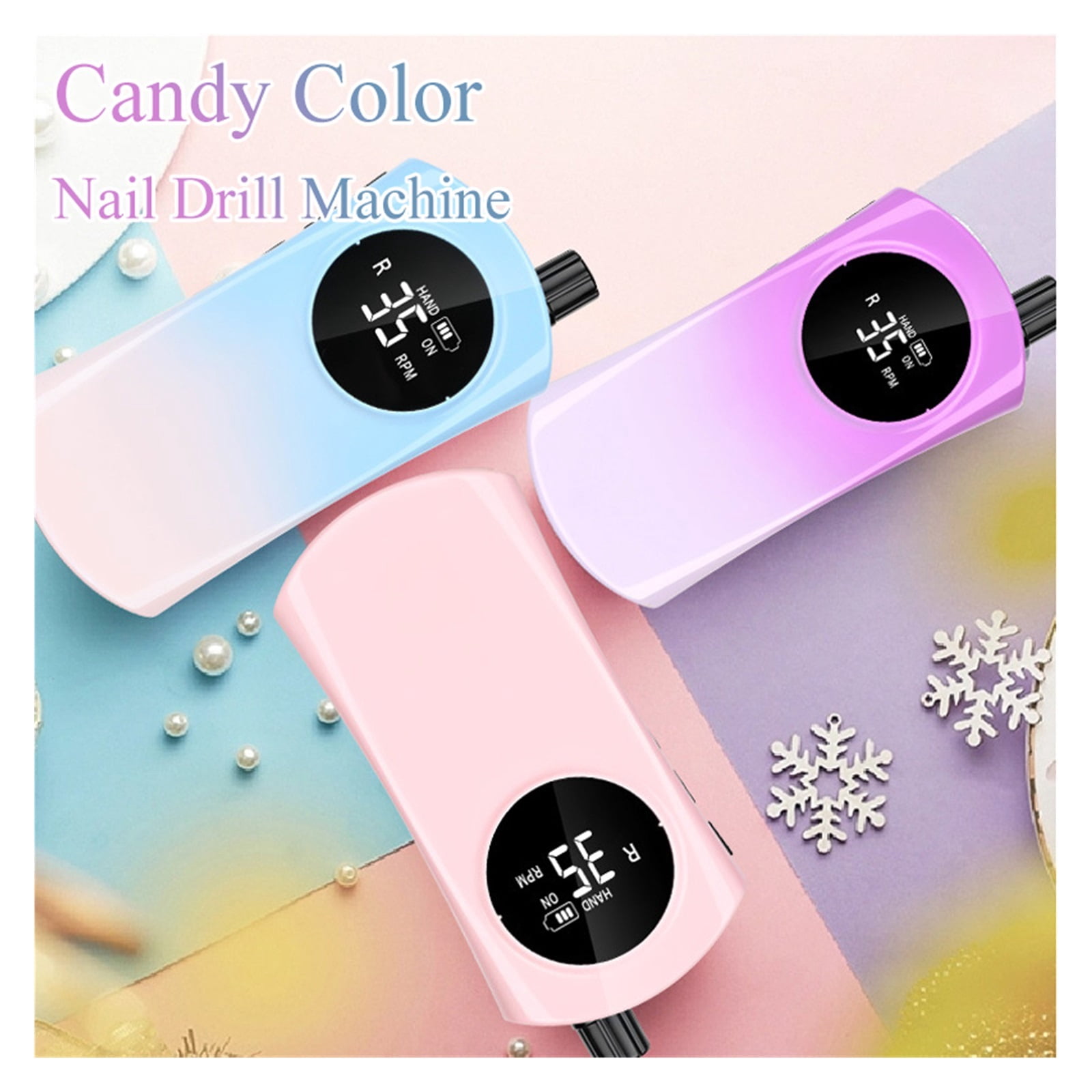 35000RPM Portable Electric Nail Drill Machine With LCD Display, Rechargeable Nails Sander For Acrylic Gel Polish ,Low Noise