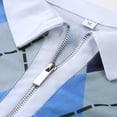 thumbnail image 6 of Mens Polos Shirts Fashion Zipper Turn-Down Printing Strip Raglan Short Sleeve Mens Knit Tops,Purple,XL, 6 of 7