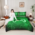 thumbnail image 4 of Homewish Gradient Gamepads Bedding Comforter Set 2pcs for Kids Teens,Geometric Honeycomb Hexagon Twin Comforter Sets Microfiber,Abstract Video Game Breathable Bedding Set,Luxury Bedroom Decor, 4 of 8