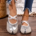 thumbnail image 5 of Dweltoz Women's Split Toe Ballet Flats Two Tone Crisscross Strap Mary Jane Sneakers Slip On Ballerina Casual Walking Shoes,Light Gray 7, 5 of 7