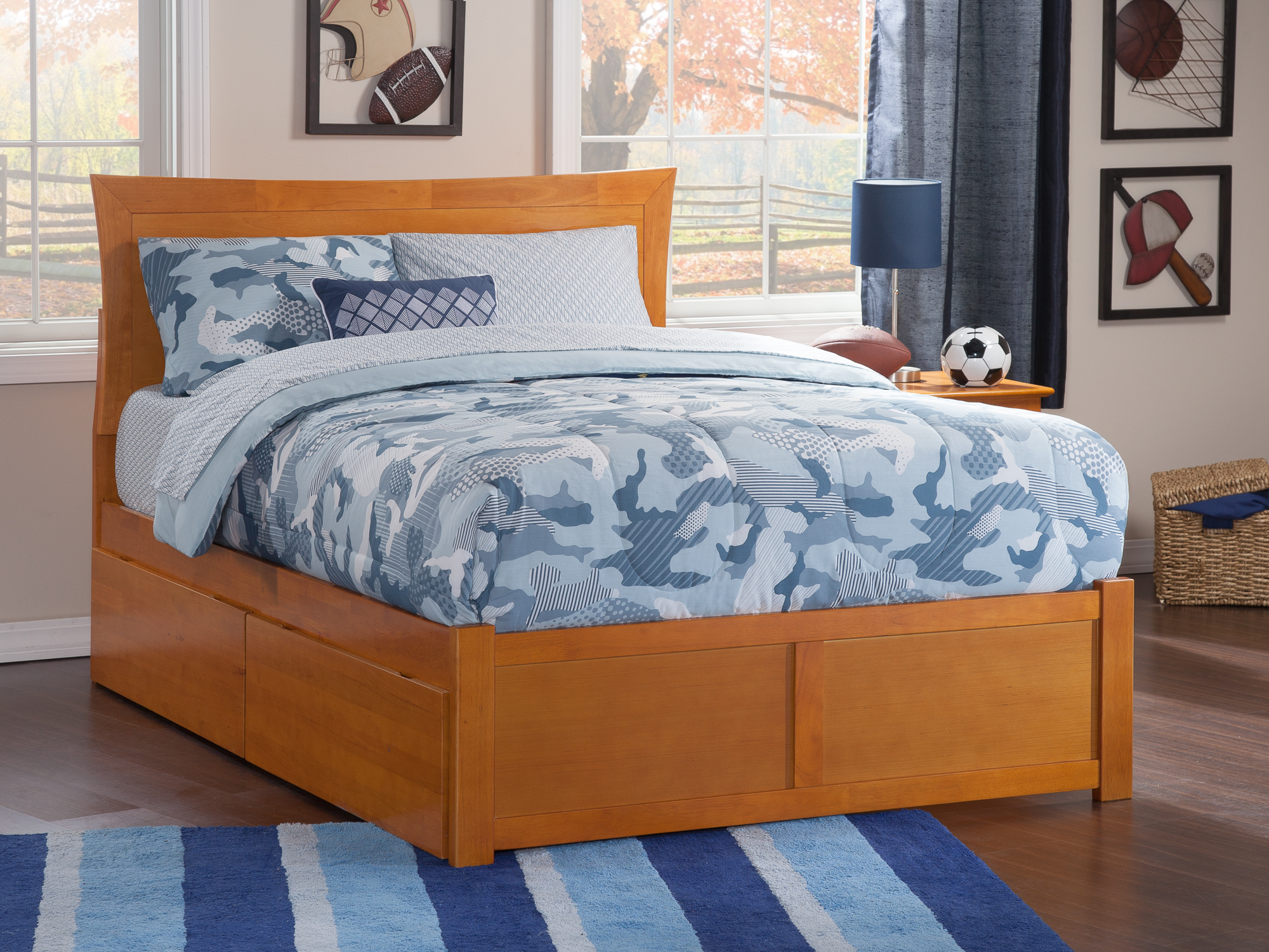 Metro Queen Platform Platform Bed with Flat Panel Foot Board and 2 Urban Bed Drawers in Caramel Latte - image 5 of 5