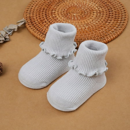 

LYCAQL Baby Socks Children Kids Socks Soft Bottom Toddler Shoes Socks Princess Socks Floor Socks Long Socks Sock with (Grey L )