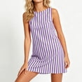 thumbnail image 3 of Dvprdro Womens Summer Casual Striped Dress Crewneck Sleeveless Back Zipper Mini Dress, 3 of 7