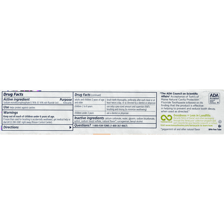 Tom's Of Maine Cavity Protection Toothpaste Peppermint, 5.5 OZ