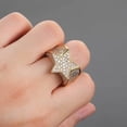 thumbnail image 5 of 14K Gold Hip-Hop Ring with Moissanite Five-Pointed Star, Statement Ring for Stylish Men, 5 of 7