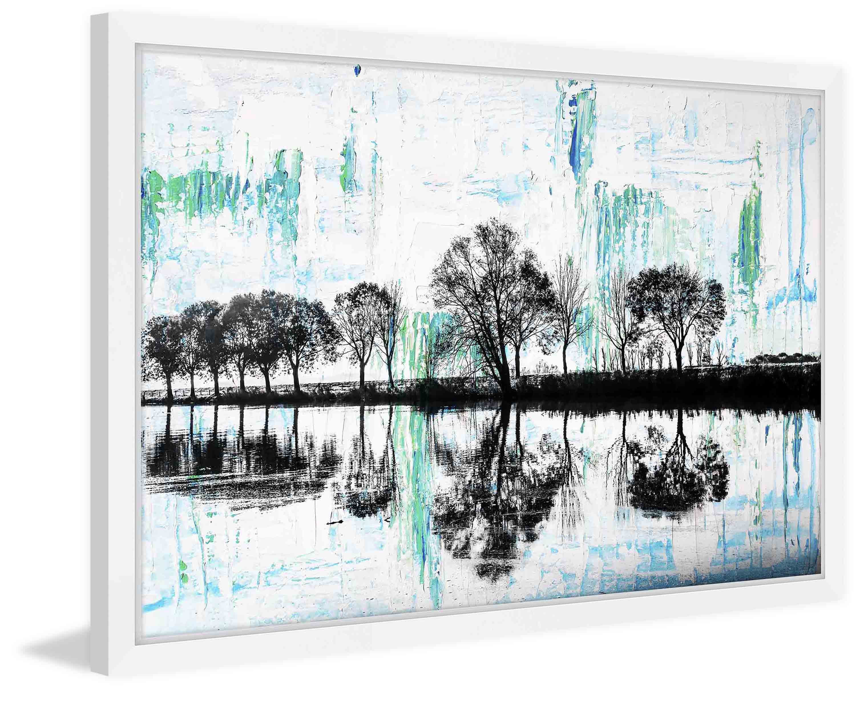 "Trees Reflect Green 2" Framed Painting Print