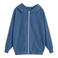 thumbnail image 4 of SNKSDGM Girls 3-15Y Solid Ribbed Full Zip Up Hoodie Jacket, Long Sleeve Loose Sweatshirt Cardigan With Side Pockets Kids Casual Fashion Outerwear Navy 3-5 Years, 4 of 4