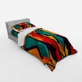thumbnail image 3 of Ambesonne Ethnic Bedding Set 4 Pcs, Geometric Modern Design, Queen, Teal Orange Marigold, 3 of 3