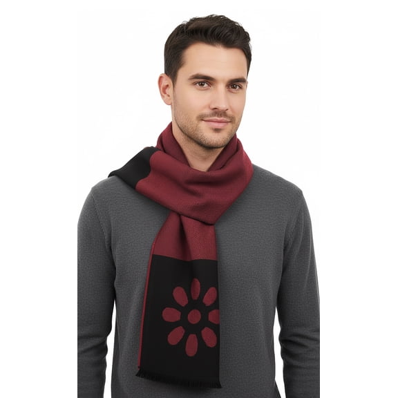 Lanvin Soft Luxurious 100% Wool Red Fringe Scarf for Mens