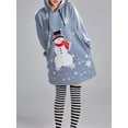 thumbnail image 2 of ELF Women Christmas Hoodies Dress Deer/Snowman Print Drawstring Hooded Long Sleeve Sweatshirts Dress Fall Mini Dress, 2 of 6