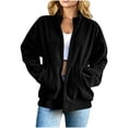 thumbnail image 3 of Corduroy Zip Up Jacket for Women Stand Collar Long Sleeve Oversized Casual Outerwear Relaxed Fit Fall Coat, 3 of 8