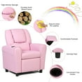 thumbnail image 6 of Costway Kids PU Solid Print Cup Holder Recliner Armchair Sofa Seat Couch Chair, Pink, 6 of 12