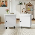 thumbnail image 2 of Gymax 2PCS Nightstand Mid Century Modern End Table w/Door Heavy-Duty Metal Legs, 2 of 10