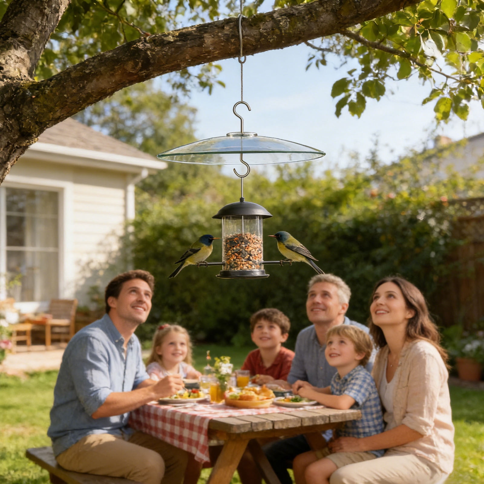 13 Inch Glass Rain Cover for Bird Feeder Outdoors Baffle on Shepherd Pole Post or S Hook Hanging Large Weather Guard Protective Dome Clear