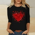 thumbnail image 2 of ZHYou Valentine's Day T-Shirts for Women 3/4 Sleeve Valentine's Day Printed V-Neck Loose Fit Casual Soft Spring Summer Tops,Black,2XL, 2 of 4