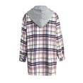 thumbnail image 5 of Womens Casual Plaid Shacket Jackets Trendy Fall Long Sleeve Button Down Lapel Shirt Coats Wool Blend Oversize Outwear, 5 of 6