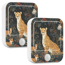 Yayeee 2-Pack Plug in LED Night Lights with Light Sensors Motion Detectors, Forest Pattern