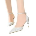 thumbnail image 4 of ROMANCE VICTORY Women's Shiny Sequins Buckle Pointed Toe High Heels Pumps Wedding Party Prom Shoes, 4 of 11